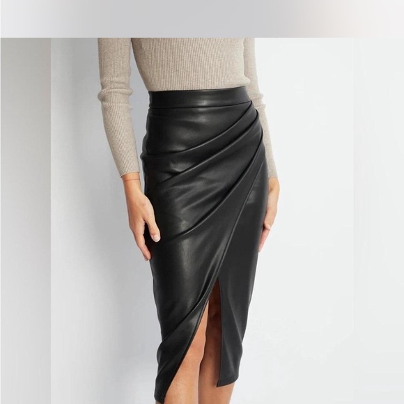 Commense Dresses & Skirts - Commense NWTBlack Faux Leather Midi Skirt